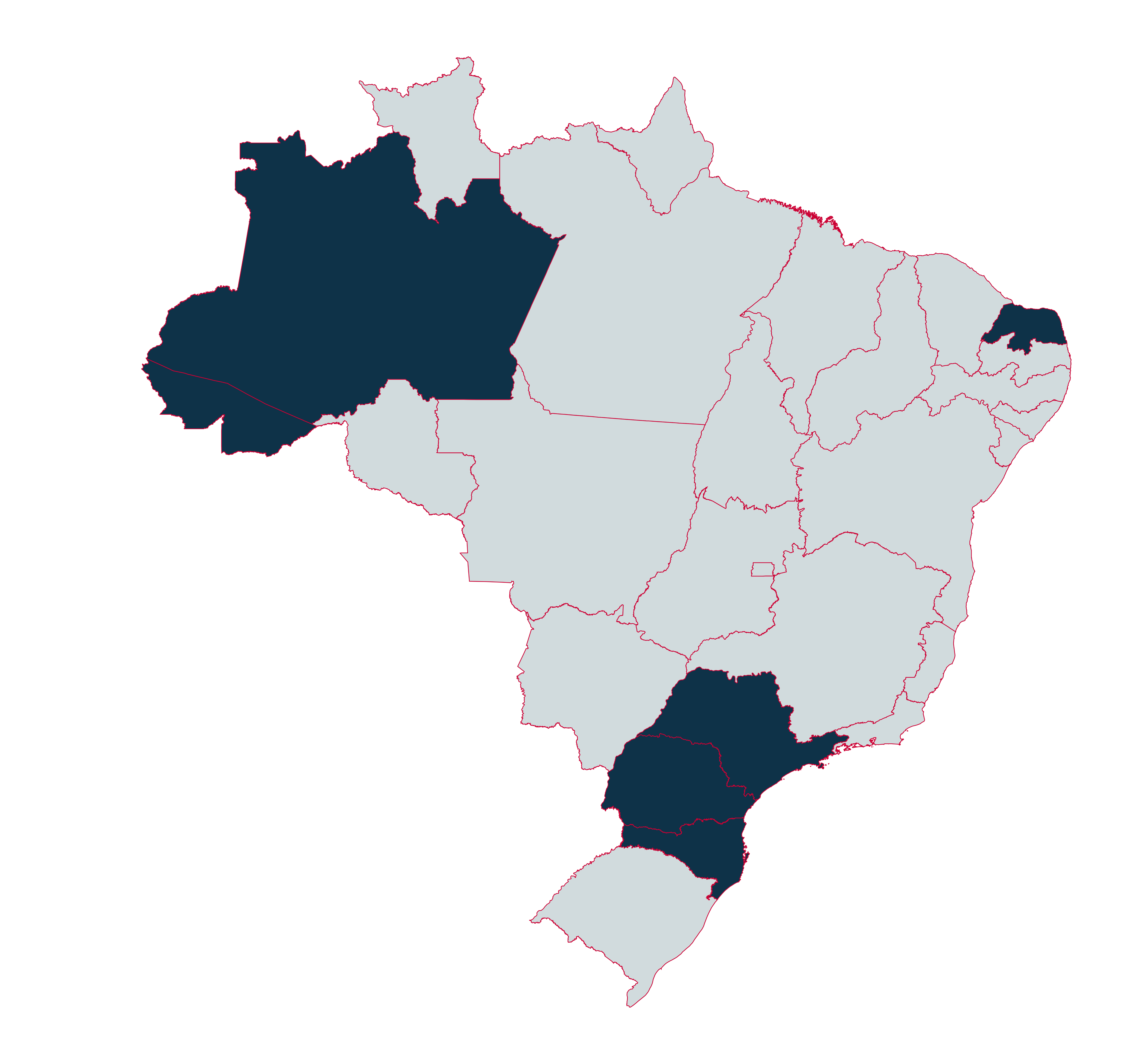 Mapa de atuação da Bresse Engenharia no Brasil